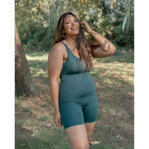 Girlfriend Collective Bike Unitard in Moss Green Size Large